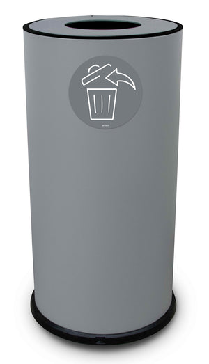 Pattumiera Per Raccolta Differenziata Ø35xh72 cm In Acciaio Verniciato 1 Scomparto Grigio