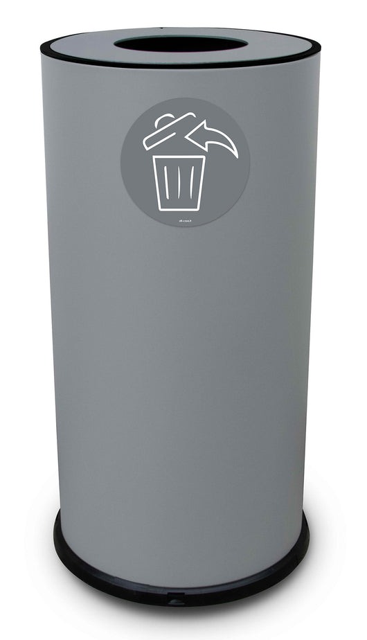Pattumiera Per Raccolta Differenziata Ø35xh72 cm In Acciaio Verniciato 1 Scomparto Grigio