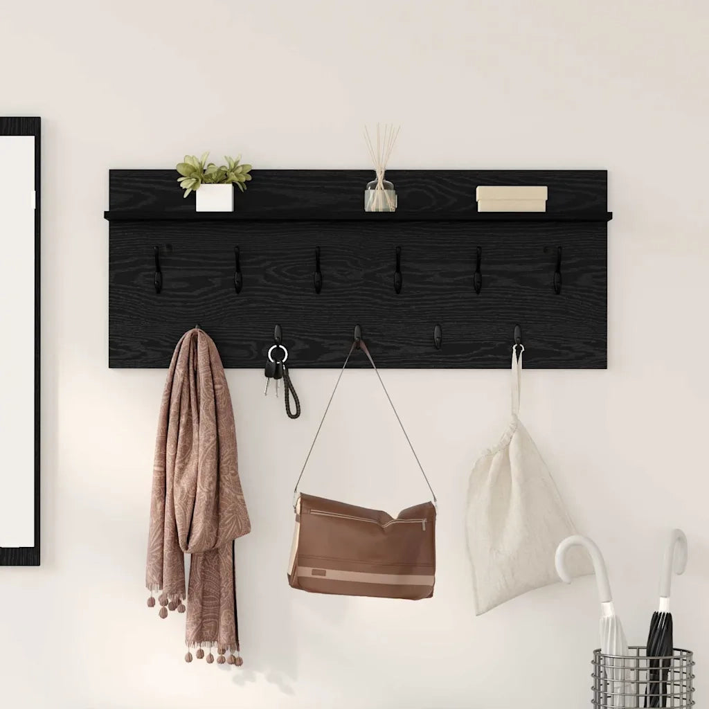 Appendiabiti a muro A parete Rovere Nero 100 x 40 x 12 cm 874444