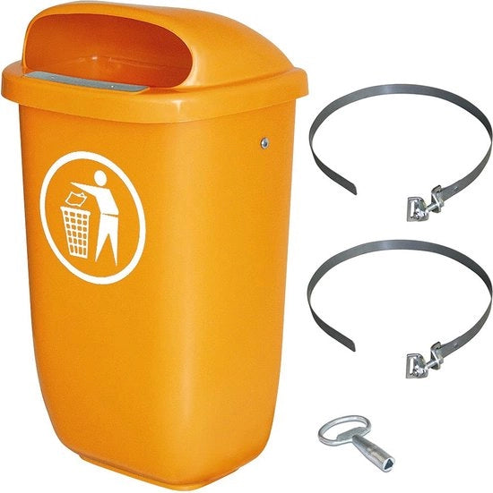 Contenitore di rifiuti esterni 50 litri con cerniera e coperchio bloccabile, resistente all'usura