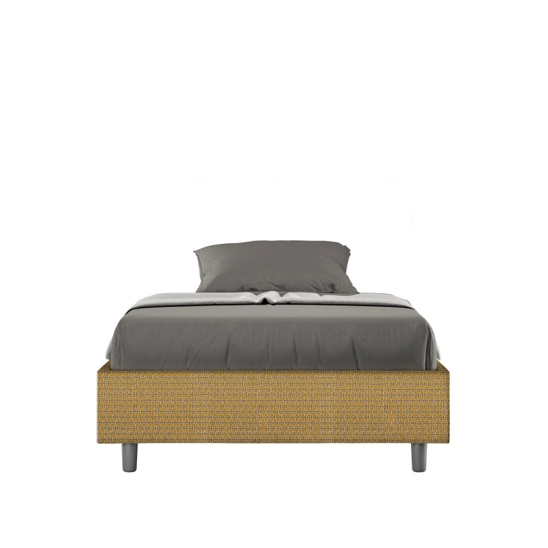 Letto Sommier imbottito 1 piazza e mezza 120x210 cm tessuto Labirinto Azelia - Contenitore,Giallo