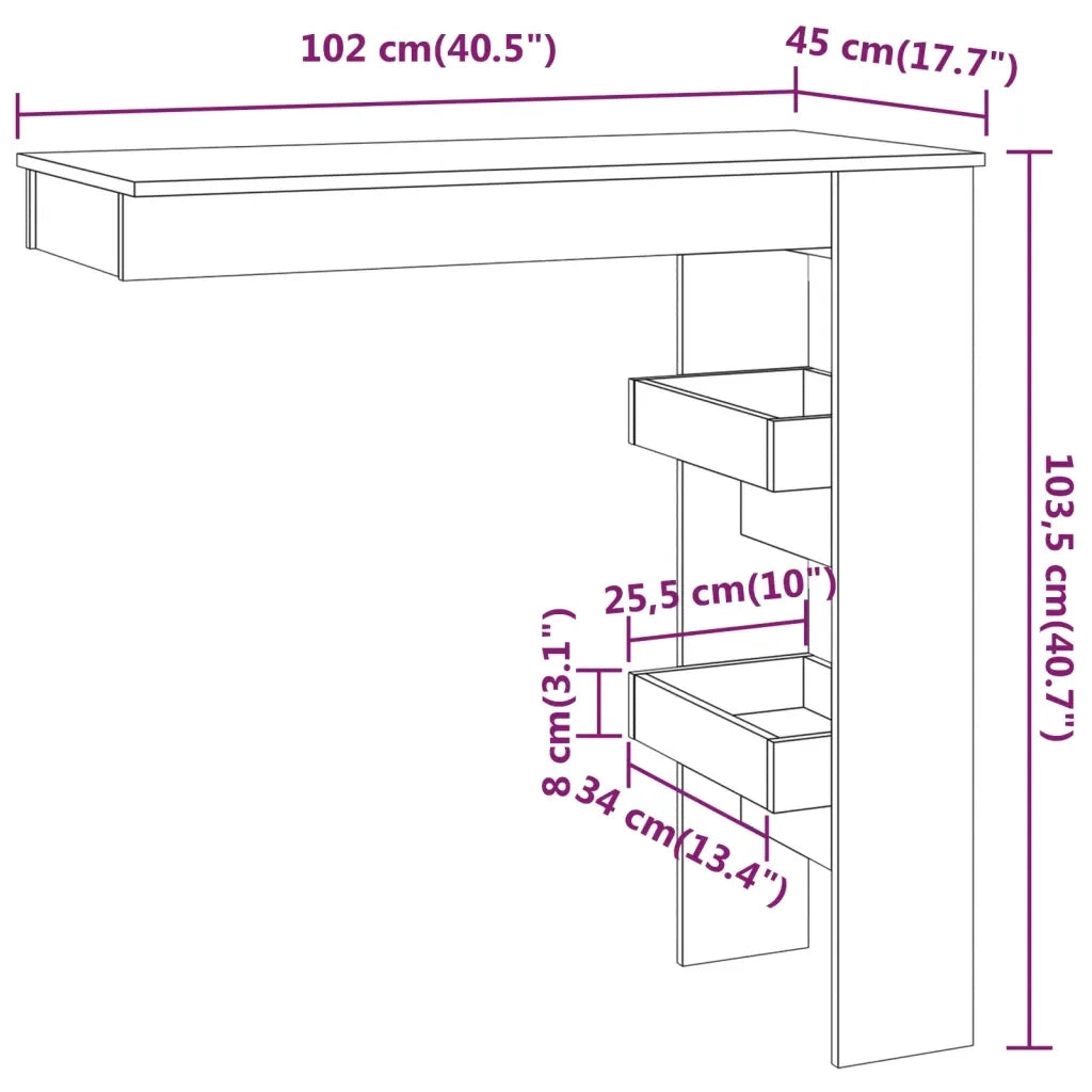 Bancone da Muro Nero 102x45x103,5 cm in Legno Compensato 811782