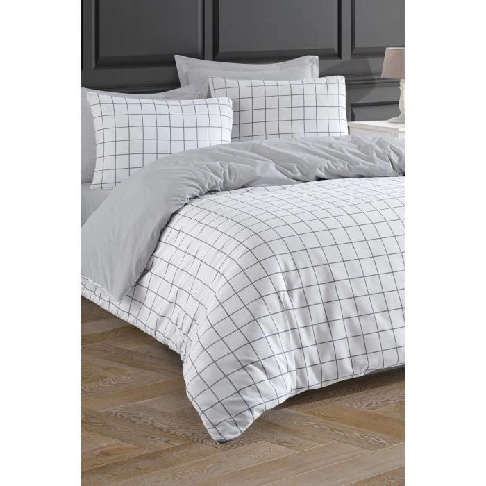 Completo letto - 1 copripiumino 220 x 240 cm + 2 federe 60 x 60 cm - 65% cotone, 35% poliestere - Grigio