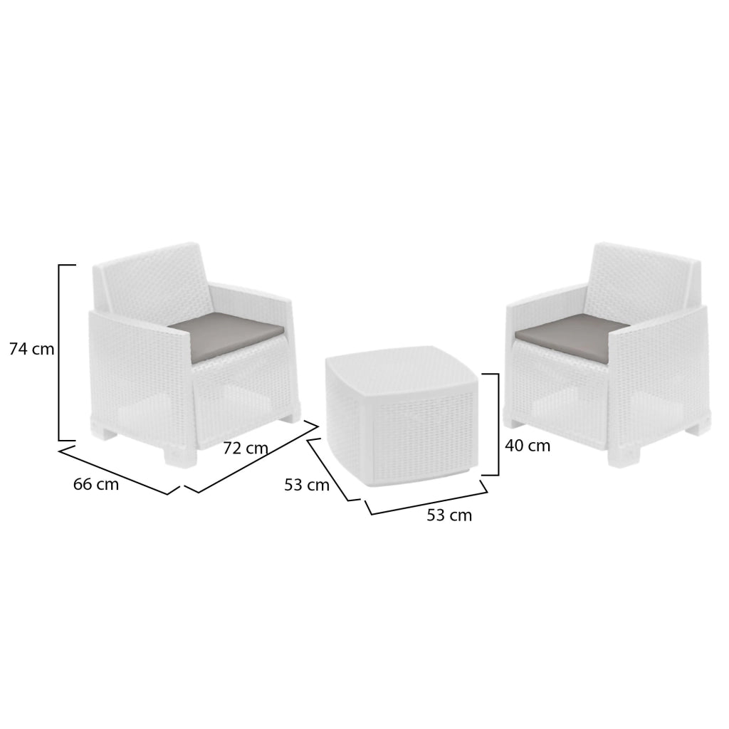 Salottino Outdoor Ari, set Salotto da Esterno 2 Posti Made in Italy, Bianco