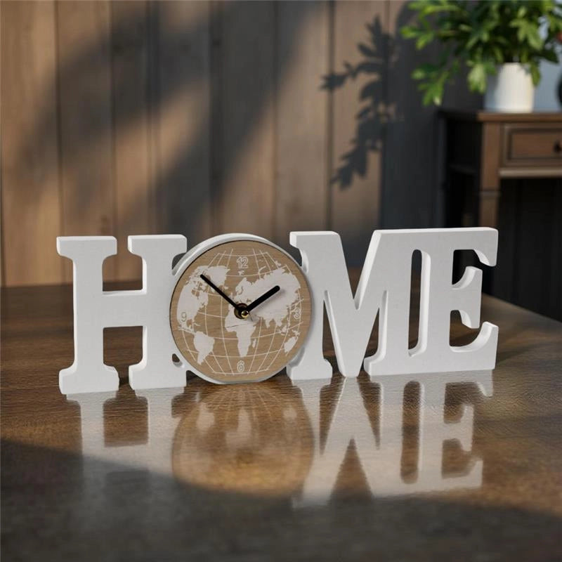 OROLOGIO IN LEGNO "HOME" DA PARETE O TAVOLO 39 X 2 X 13H CM