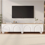 Mobile TV Lowboard ¨C MINIMAL ¨C Bianco/Legno, 4 Ante, 6 Piedi in Metallo, 180x40x45 cm