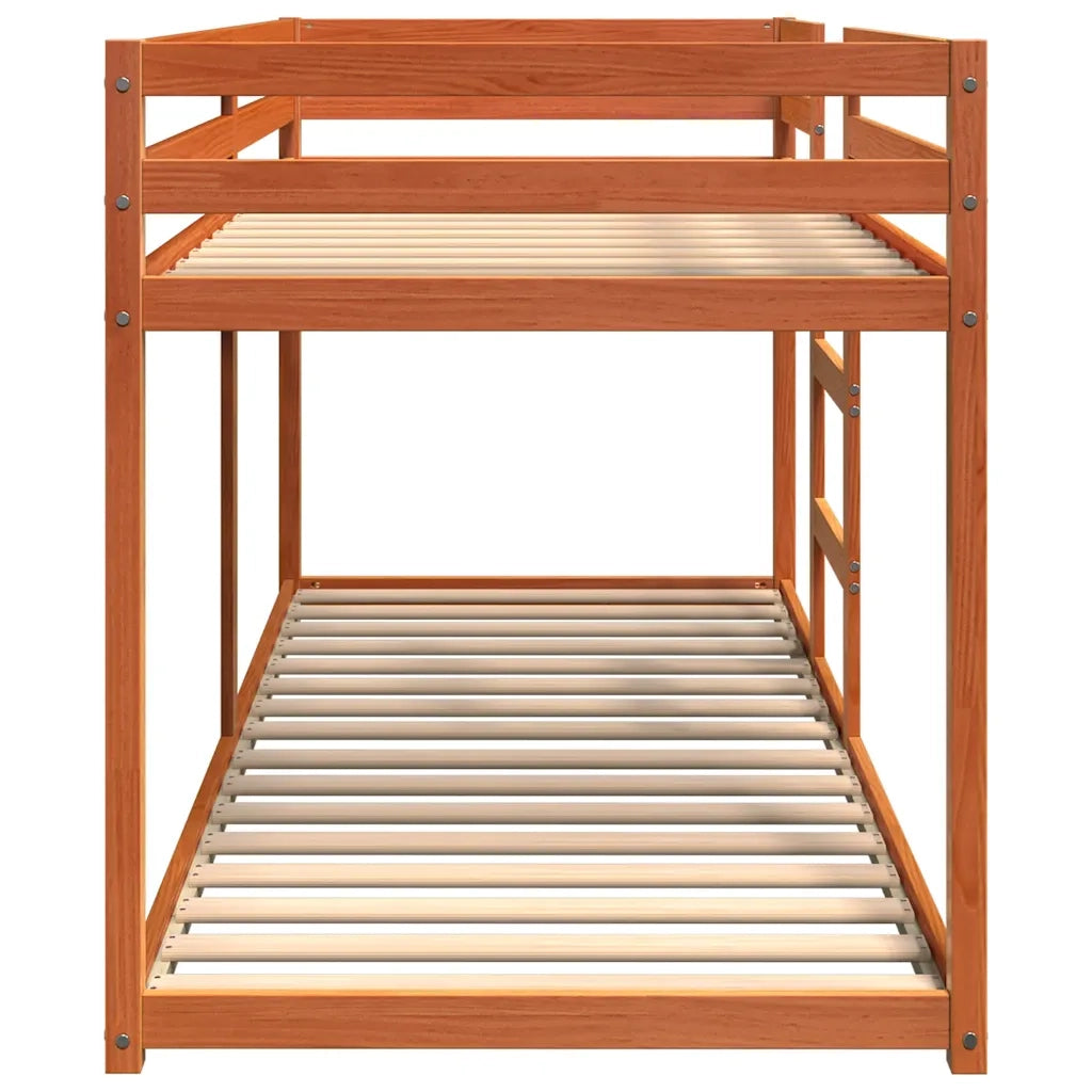 Letto singolo | Letto per adulti | Letto a Castello Marrone Cera 80x200 cm in Legno di Pino