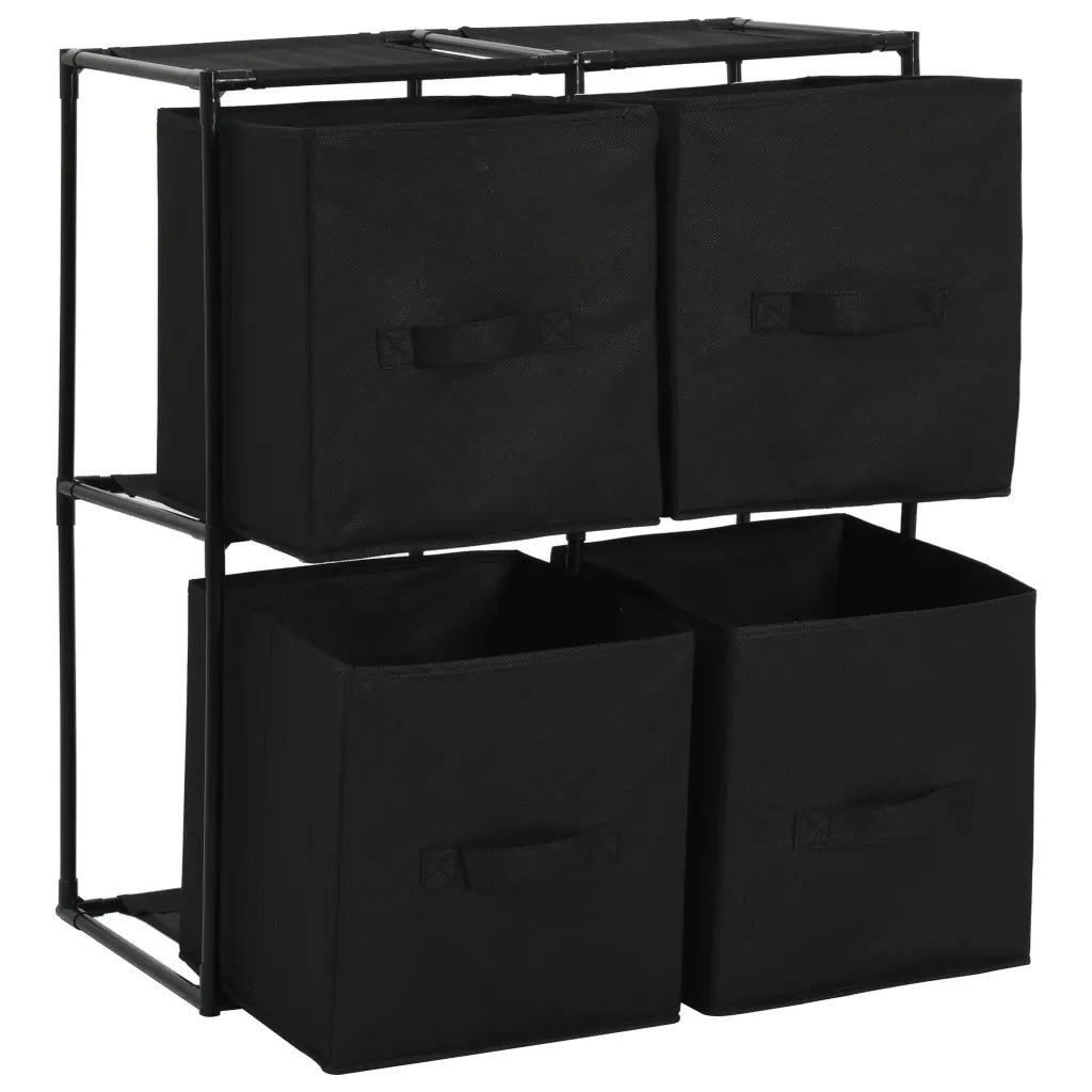 Armadietto con 4 Cesti in Tessuto Nero 63x30x71 cm Acciaio 282462