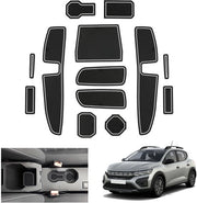 Accessori per Dacia Sandero 3/ Sandero Stepway III 2021-2024 2025, tappetini antislittamento in gomma, Sandero 2023, tappetini per console centrale, tappetini per portellone, accessori per Dacia Sandero 3 (bianchi)