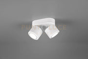 TAURUS BARRA 2 SPOTS LED 10W 900lm, 3000K IN METALLO BIANCO ORIENTABILE GIREVOLE BI-EMISSIONE INTERRUTTORI SEPARATI L. 18CM