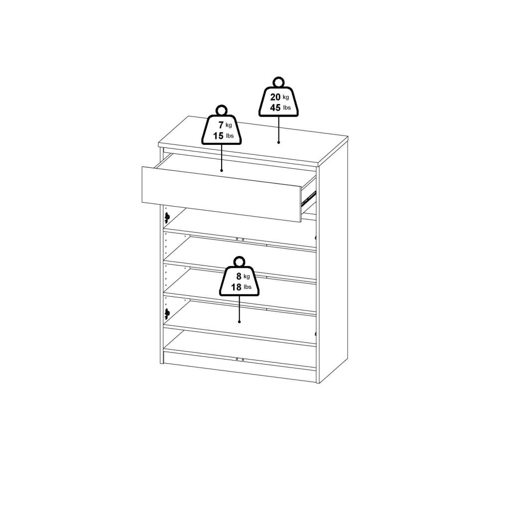 Scarpiera Angilops, Mobile portascarpe, Armadio da ingresso multiuso, Mobiletto per calzature, 80x40 h111 cm, Rovere e Bianco
