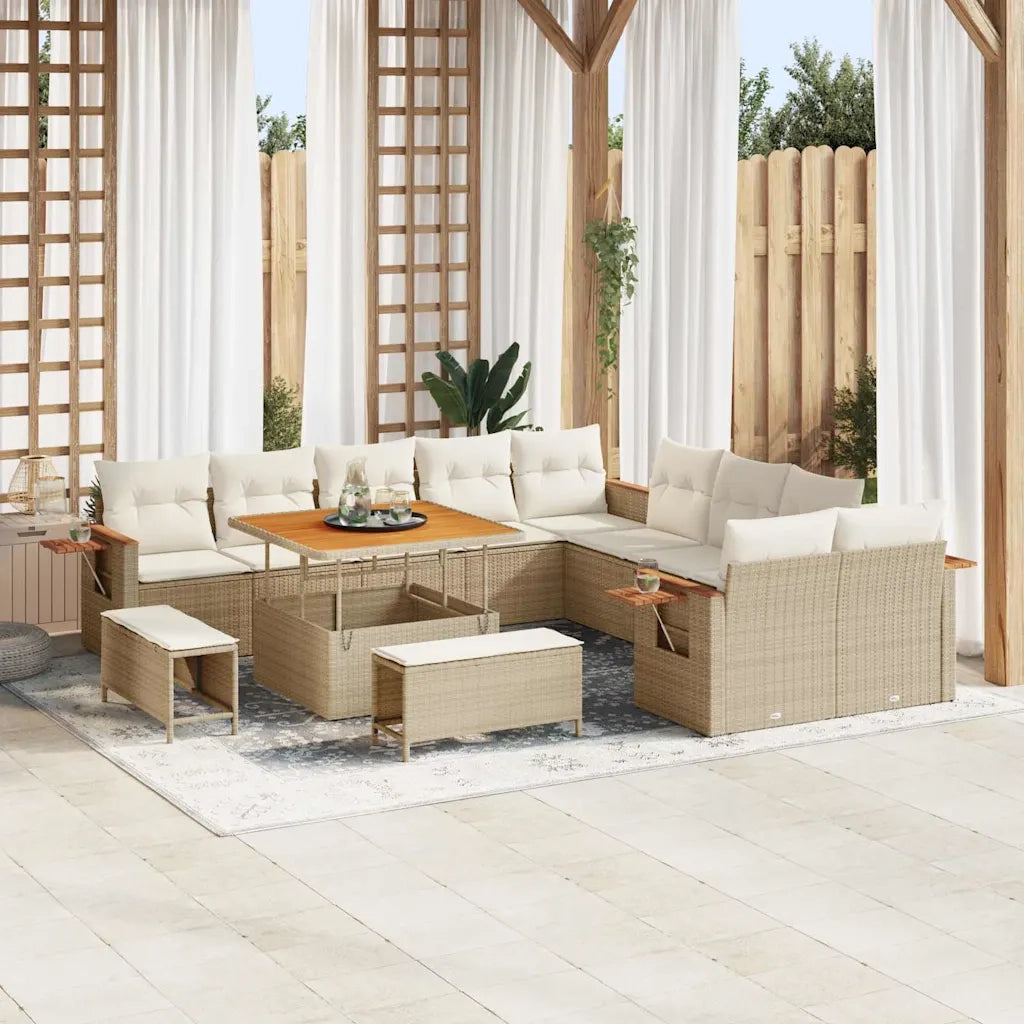 Set Divano da Giardino 17 pcs Beige e Crema polyrattan 3365176