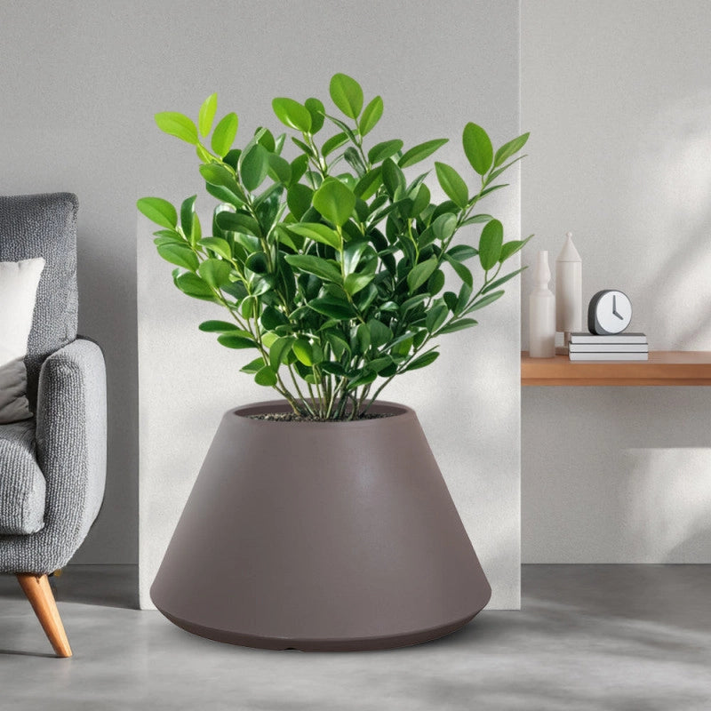 Vaso in resina da esterno interno per piante tondo conico design d.60x35h Stromboli Tortora