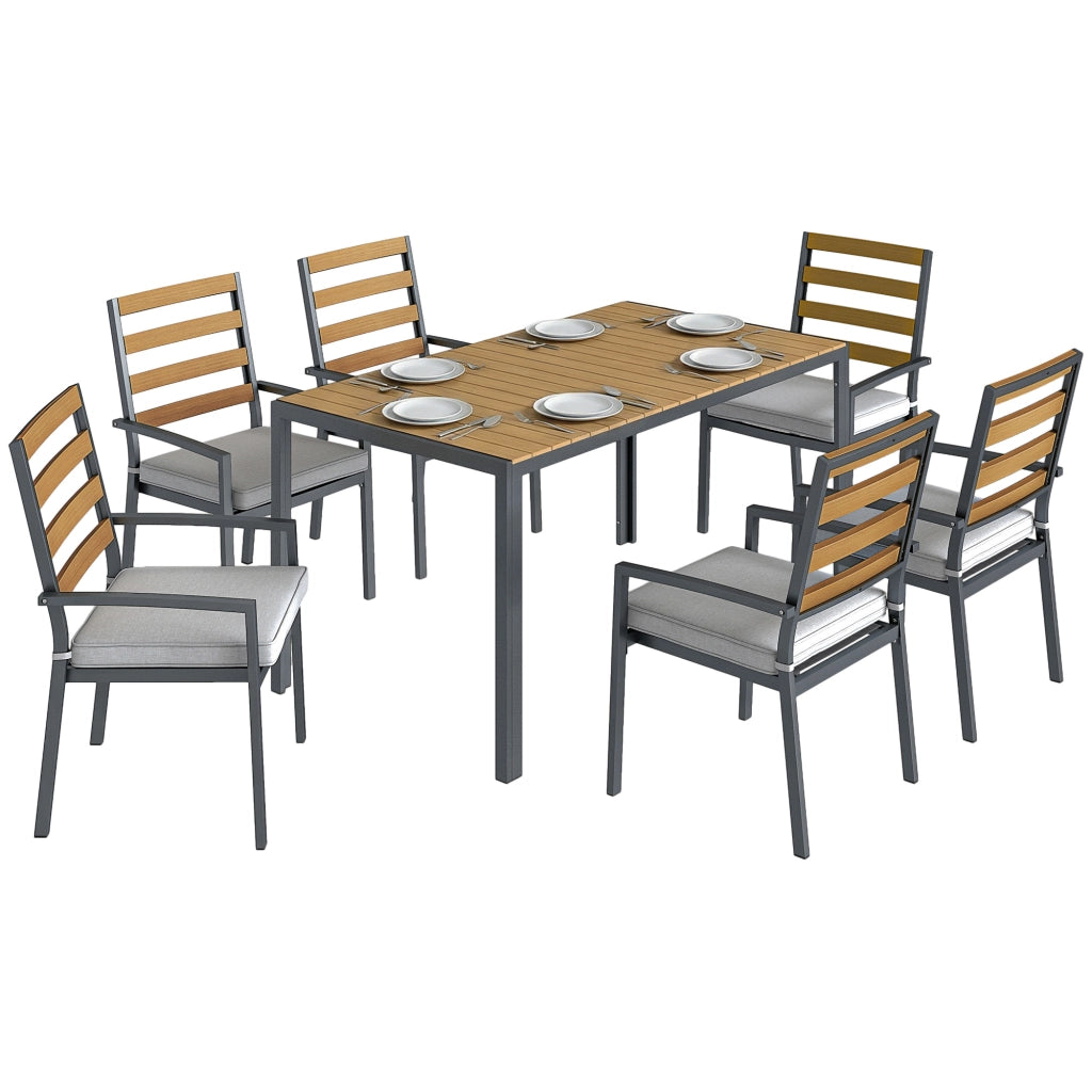 Set Tavolo e Sedie da Giardino ¨C zephmum ¨C 7 Pezzi in Legno con Cuscini