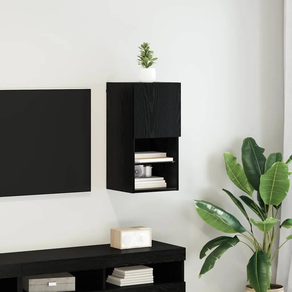 Mobile TV da parete-Mobile TV a Muro-Credenza TV Rovere Nero 30,5 x 30 x 60 cm 874570