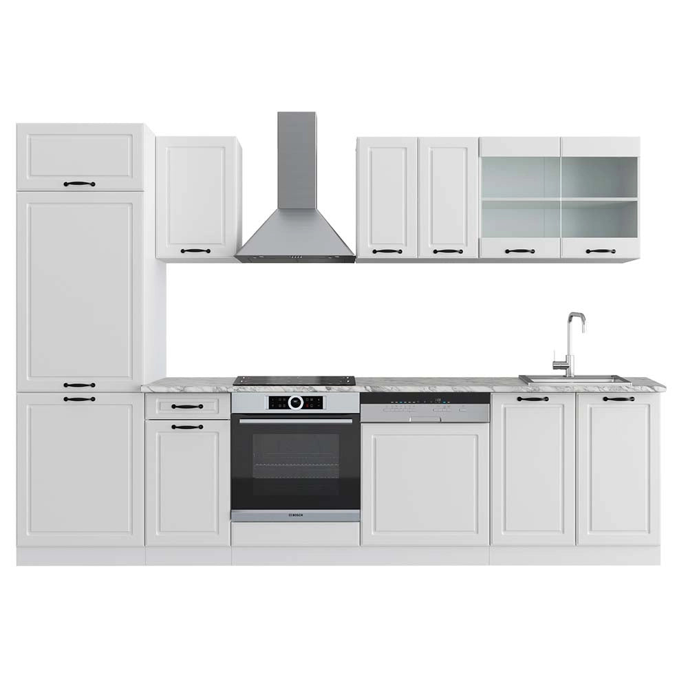 Vicco Cucina componibile Casa di campagna bianca/bianco 300 cm , PL Marmo