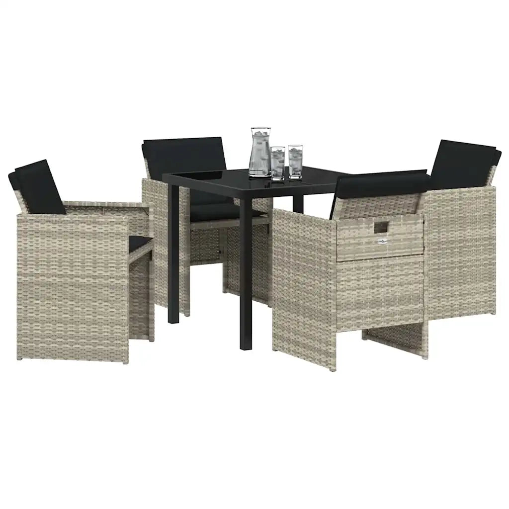 Set da Pranzo per Giardino 5 pcs Grigio chiaro polyrattan 3380609