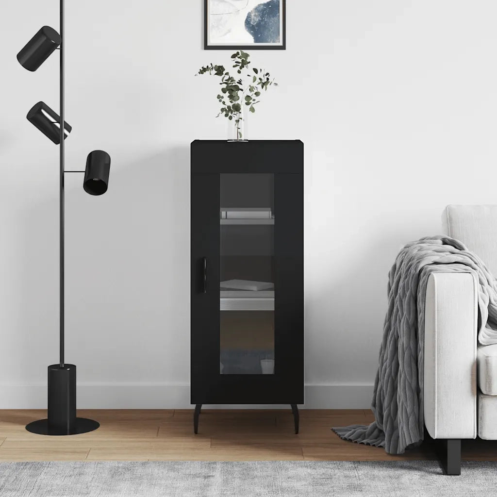 Credenza-Buffet-Armadio da cucina Nero 34,5x34x90 cm in Legno Multistrato 644463