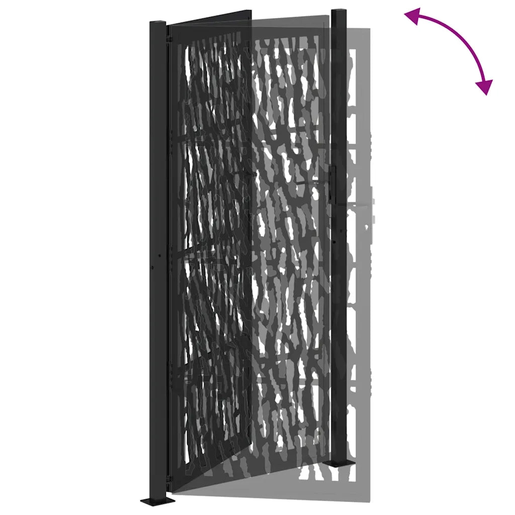Cancello Giardino Nero 105x205 cm in Acciaio Design a Traccia