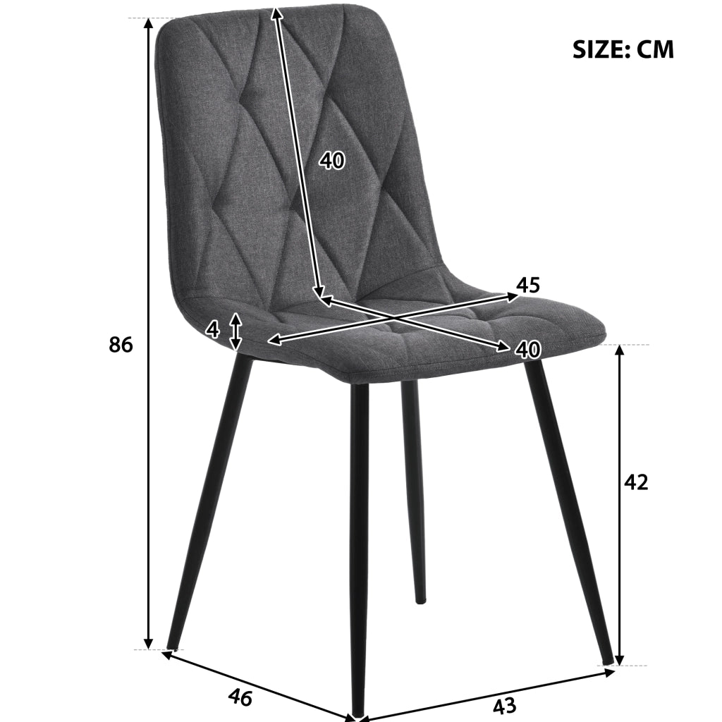 Tavolo da pranzo con 4 sedie in MDF con piano effetto marmo e gambe in metallo nero per cucina soggiorno e ufficio
