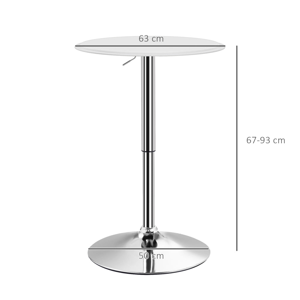 Tavolo da Bar Girevole con Altezza Regolabile ¨C Zephmum ¨C Bianco ?63x67-93 cm