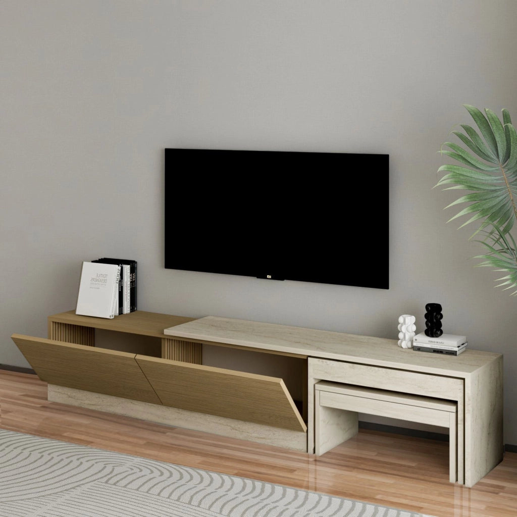 Porta TV in legno "Nest" - 180 x 30 x 36 cm - Beige