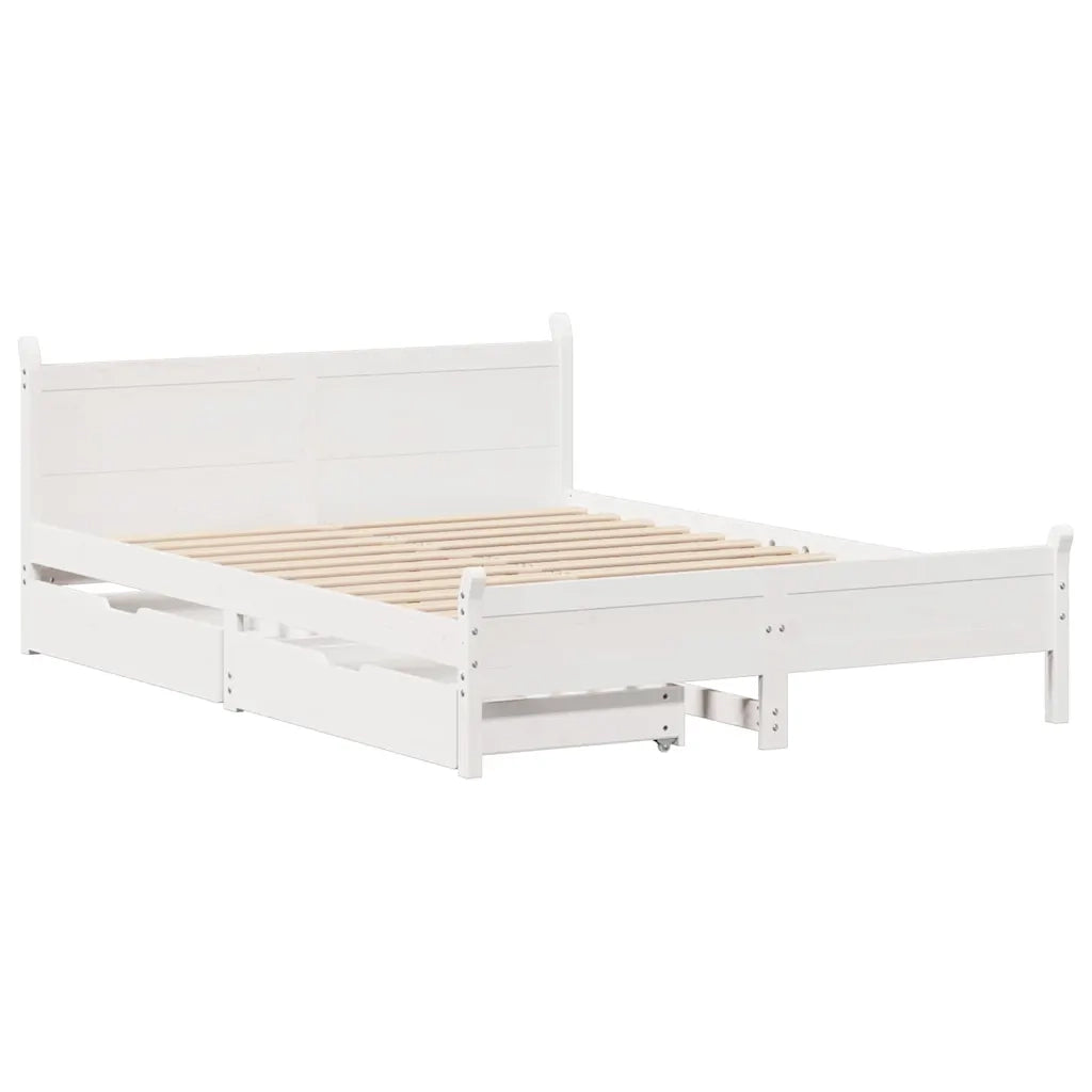 Letto senza Materasso Bianco 150x200 cm Legno Massello di Pino 3309768