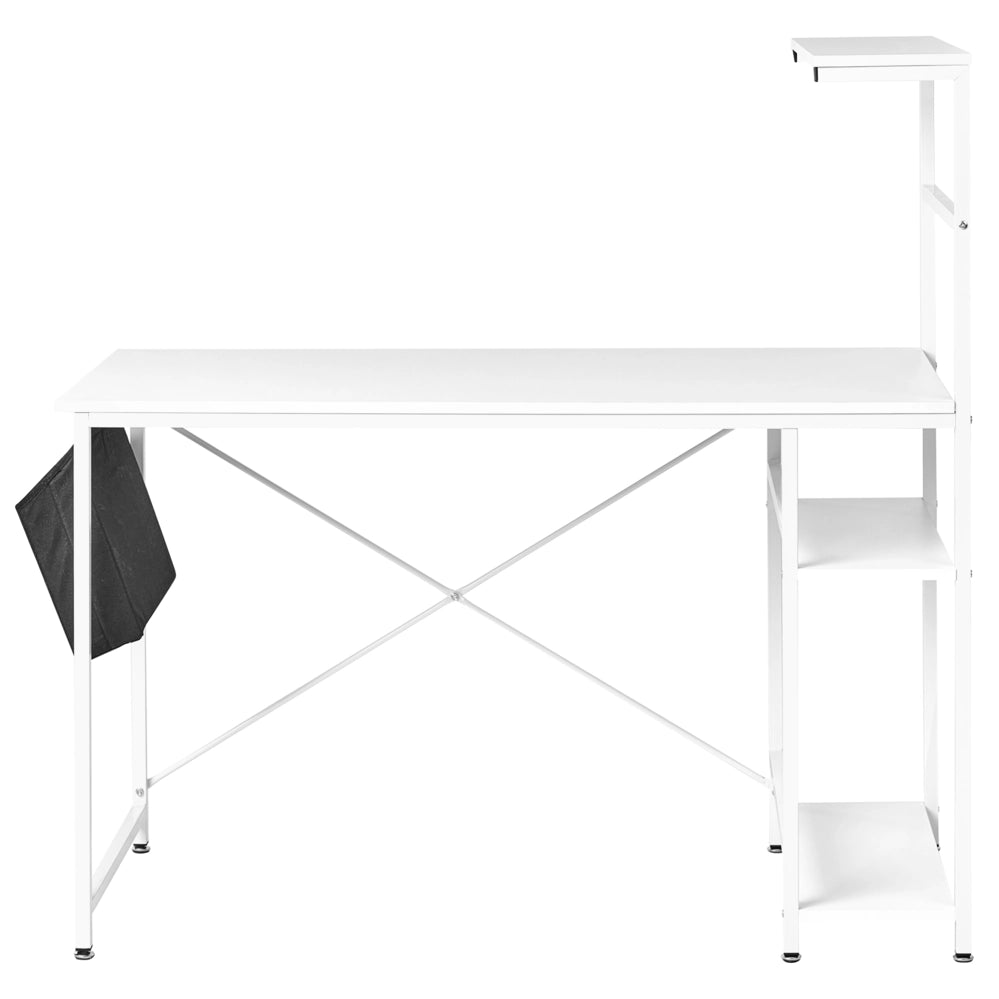 Scrivania da ufficio con piano e gambe in MDF bianco, finitura verniciata a polvere, stile scandinavo moderno