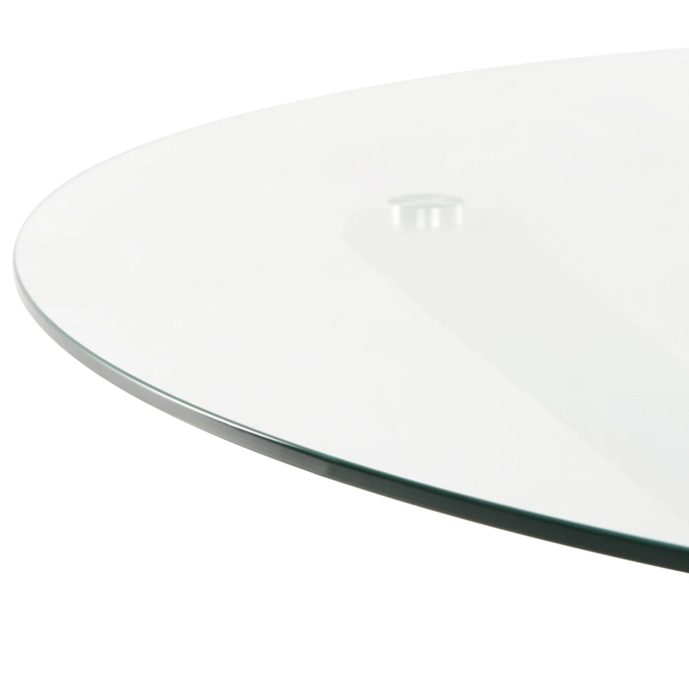 Tavolo da Pranzo da Giardino Bianco Gambe in alluminio Piano in Vetro Trasparente Rotondo ø 120 cm Outdoor Moderno