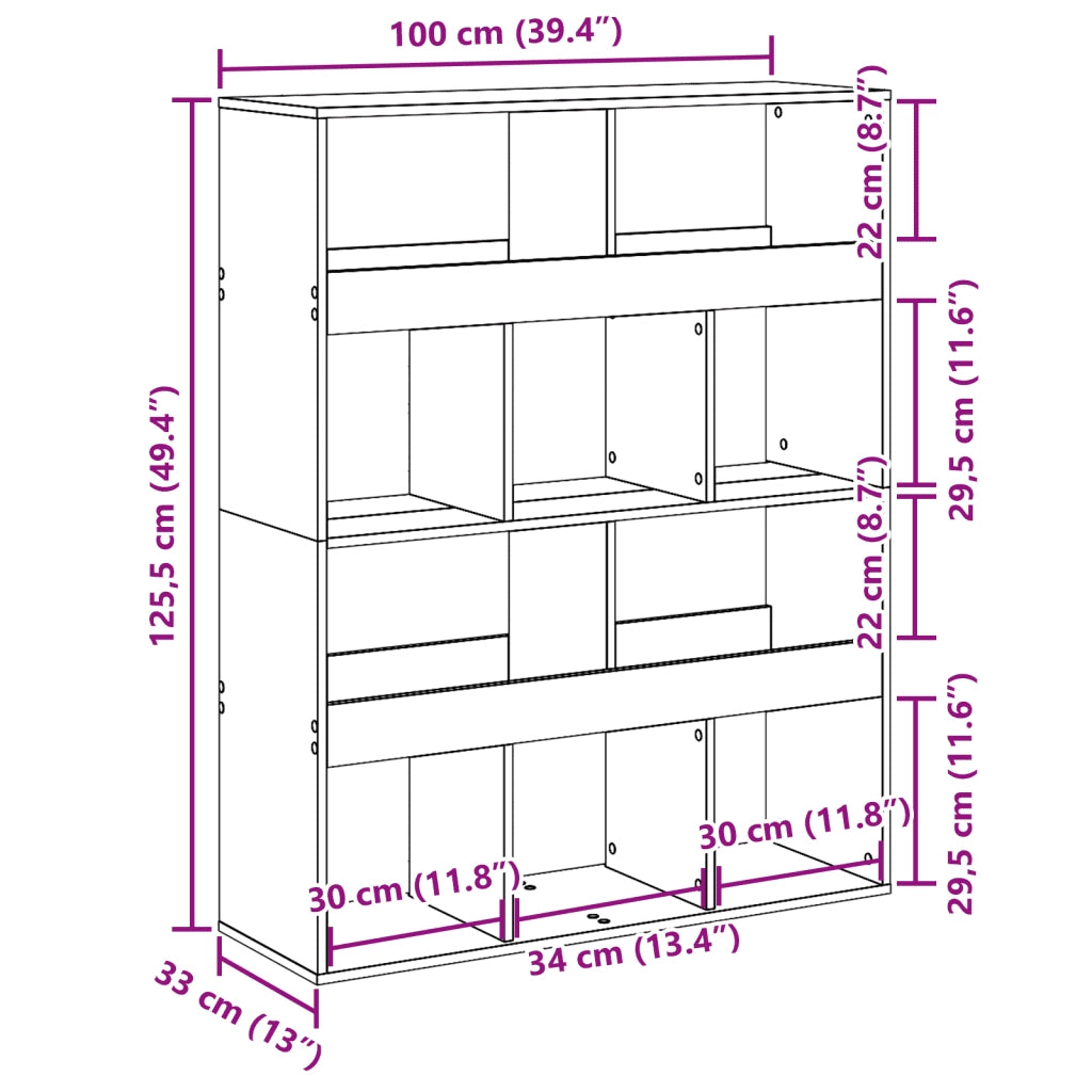 Divisorio Stanza Grigio Cemento 100x33x125,5 cm in Truciolato 3309522