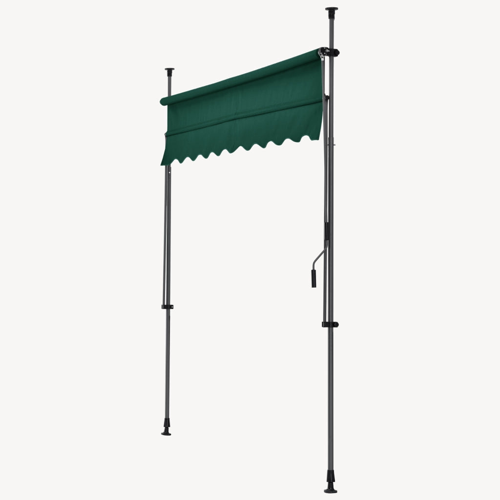 Tenda da Sole a Muro con Pali di Supporto Telescopici Parasole 250 x 120 cm (LxP) Verde Scuro pro.tec