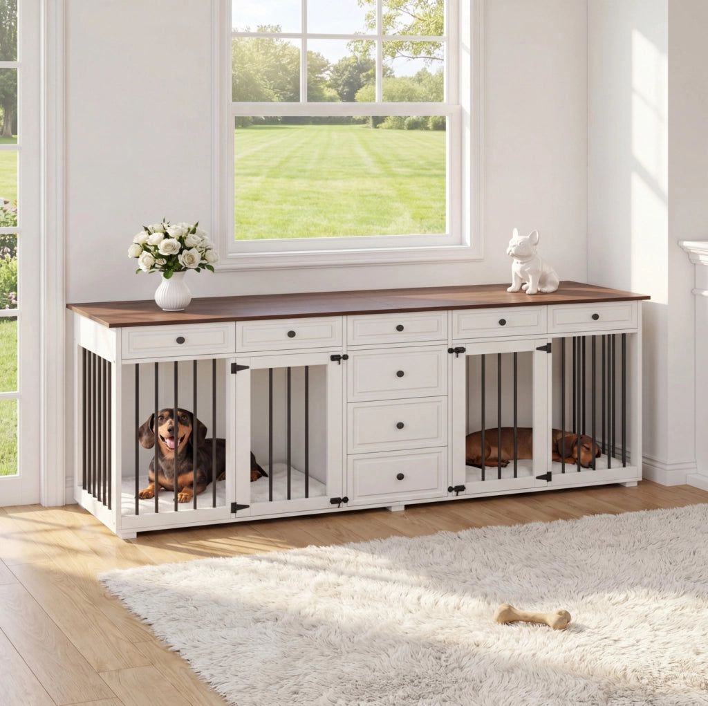 Gabbia per cani da interno con 8 cassetti