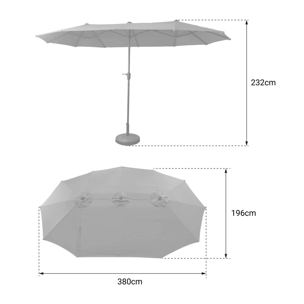 Ombrello doppio 2x4m LINAI grigio