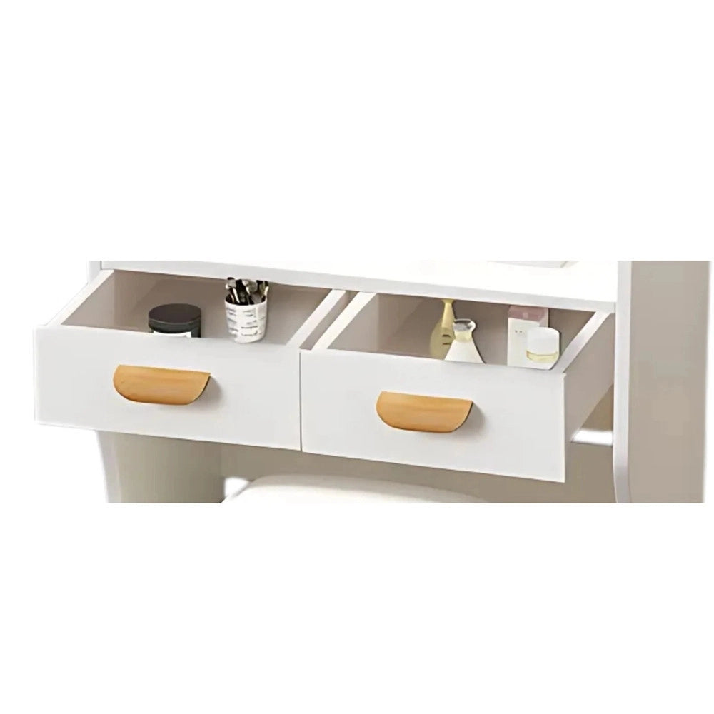 Trade Shop - Postazione Trucco Tavolo Make Up Specchiera Toeletta Con Specchio A Cuore Sgabello Bianco -