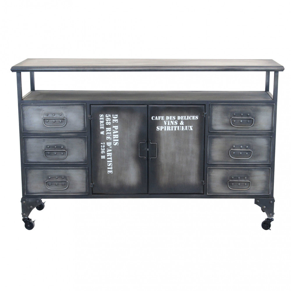 Mobile Emeric 132,5x37,5x82 h cm in Acciaio Grigio