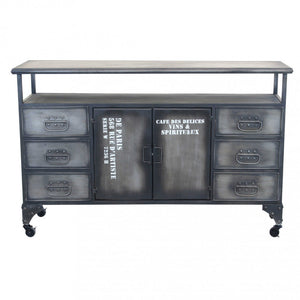 Mobile Emeric 132,5x37,5x82 h cm in Acciaio Grigio