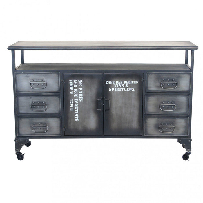 Mobile Emeric 132,5x37,5x82 h cm in Acciaio Grigio