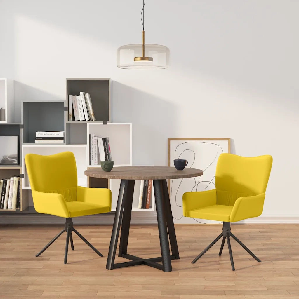Sedie da Pranzo Girevoli 2 pz Gialle in Velluto cod mxl 29470