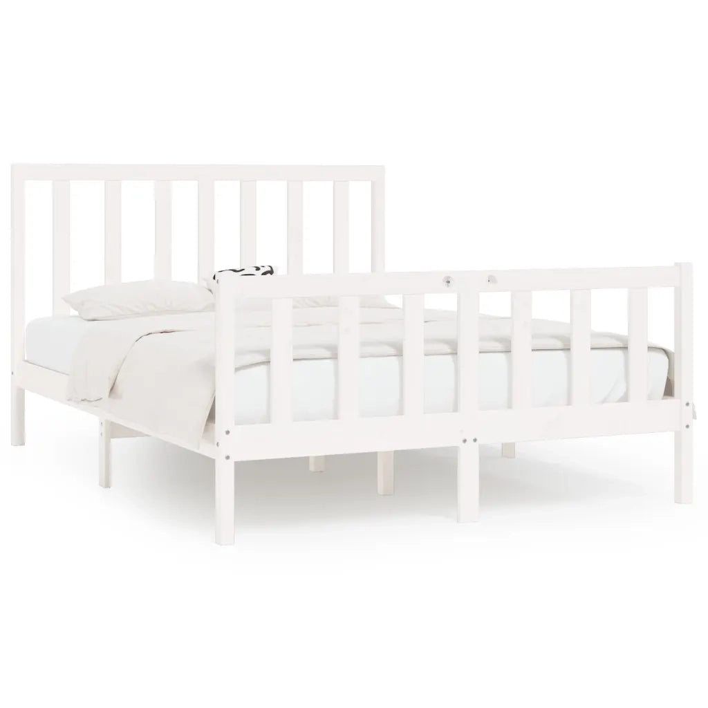 Giroletto-Struttura Letto Bianco in Legno Massello 160x200 cm 779009