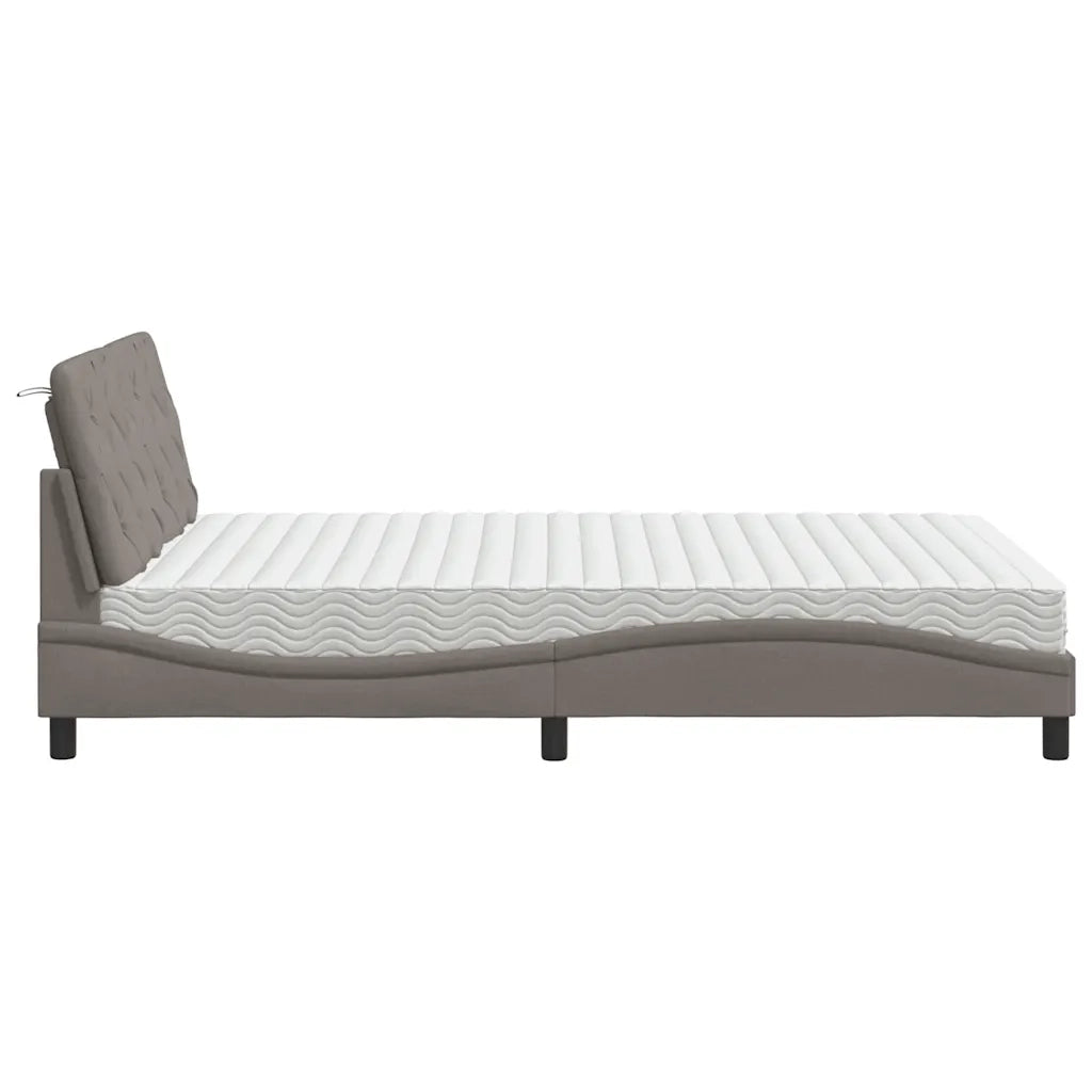Letto con Materasso Tortora 140x200 cm in Tessuto