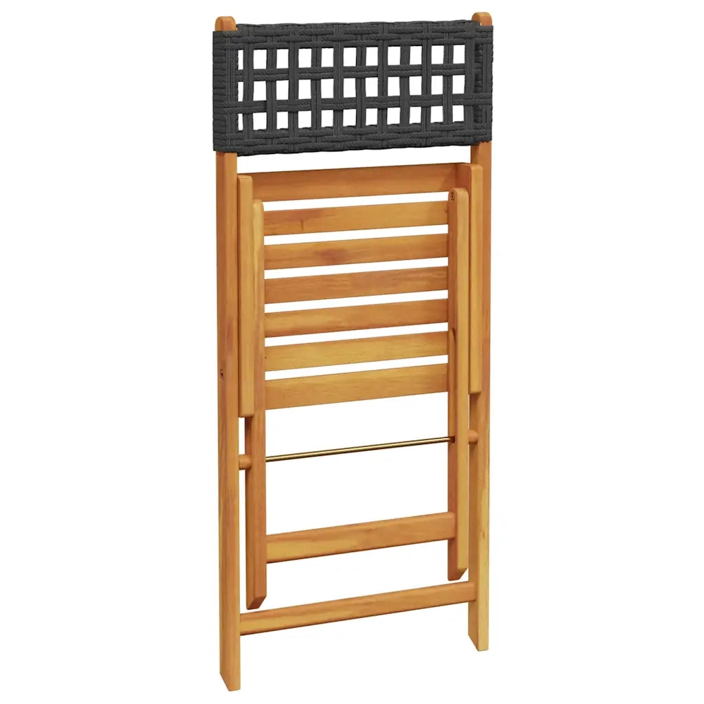 Set da Pranzo per Giardino 5pz | Set Salotto da Giardino Nero Polyrattan e Legno Massello