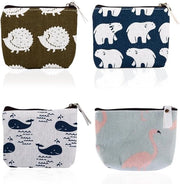 Set di 4 contenitori per monete per bambini e ragazze - Portafoglio piccolo con chiusura a righello - Borsa mini in canapa per ragazze - Portamonete in stoffa con chiusura a righello