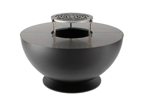 Barbecue a Legna Ø80x42 cm Tulipano in Acciaio Nero Alta Temperatura