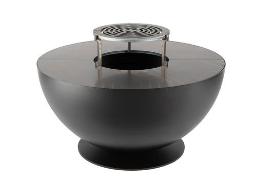 Barbecue a Legna Ø80x42 cm Tulipano in Acciaio Nero Alta Temperatura