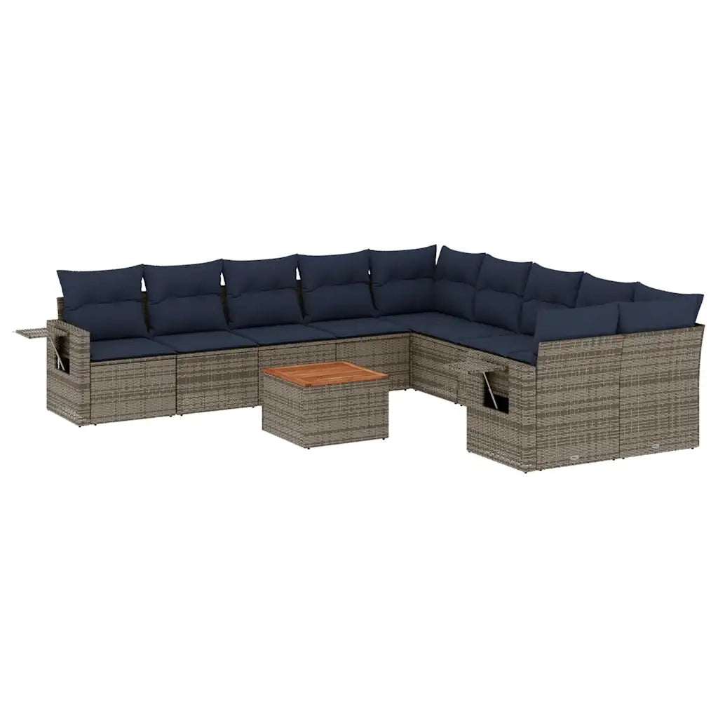 Set Divani da Giardino 11 pz con Cuscini Grigio in Polyrattan 3224759