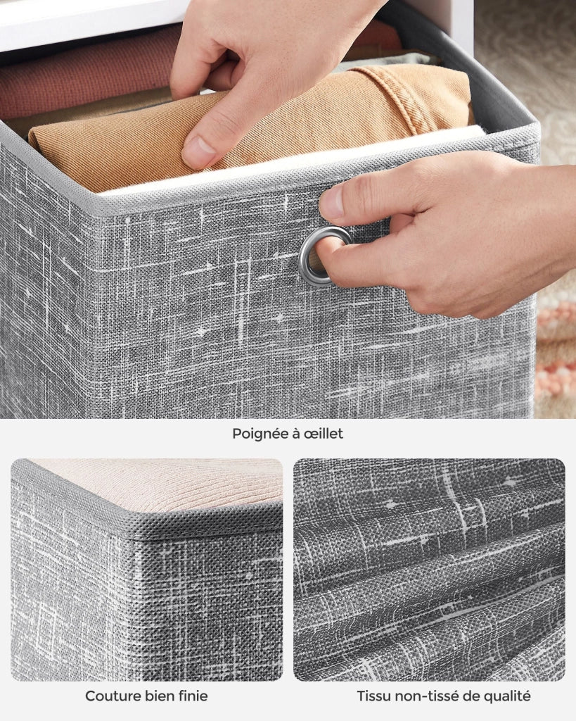 Scatole portaoggetti pieghevoli set da 6 cubi contenitori cestini bauli in tessuto non tessuto 30 x 30 x 30 cm per giocattoli e vestiti grigio 12_0004500