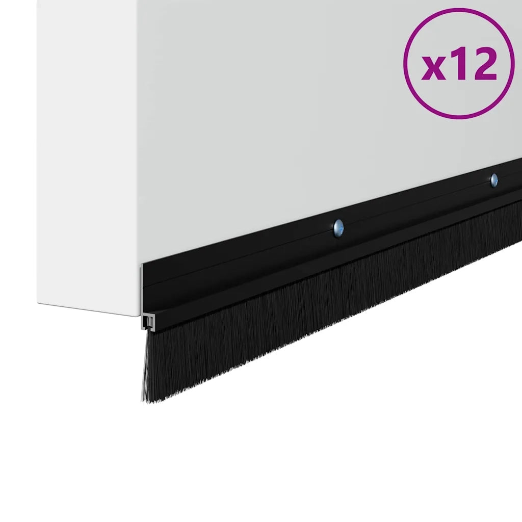 Spazzole per porte a vite 12 pz Nero 100 cm Lega di alluminio CFW7722935