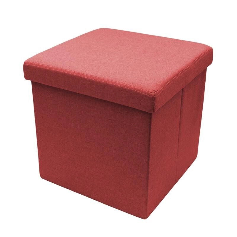 POUF LEA QUADRATO 38 X 38 CM IN COLORE BORDEAUX EFFETTO TESSUTO