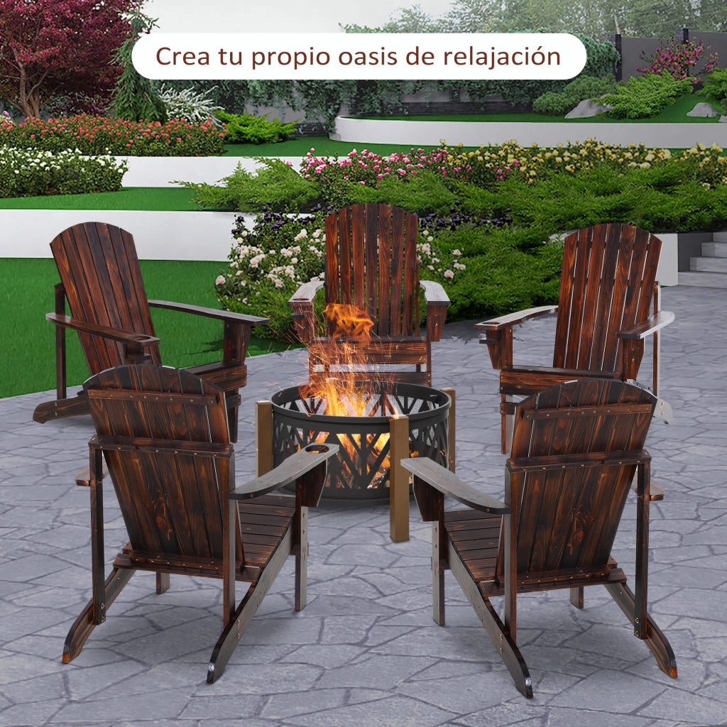 Sedia Adirondack in Legno con Braccioli e Schienale Alto per Esterno ¨C zephmum ¨C 72x95x93 cm Marrone
