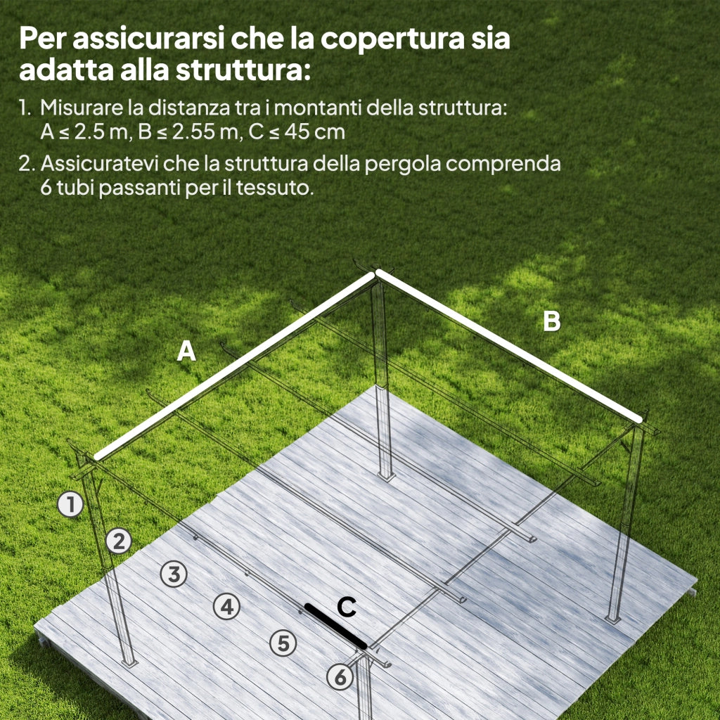 Tetto per Pergola in Poliestere ¨C Zephmum ¨C Beige 250x255 cm